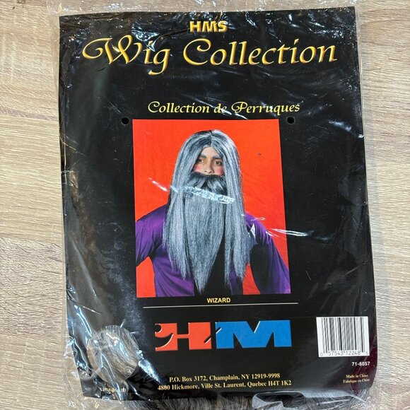 Wizard  Father Time Long Grey Wig and Beard Set NWT NOS - Picture 2 of 5